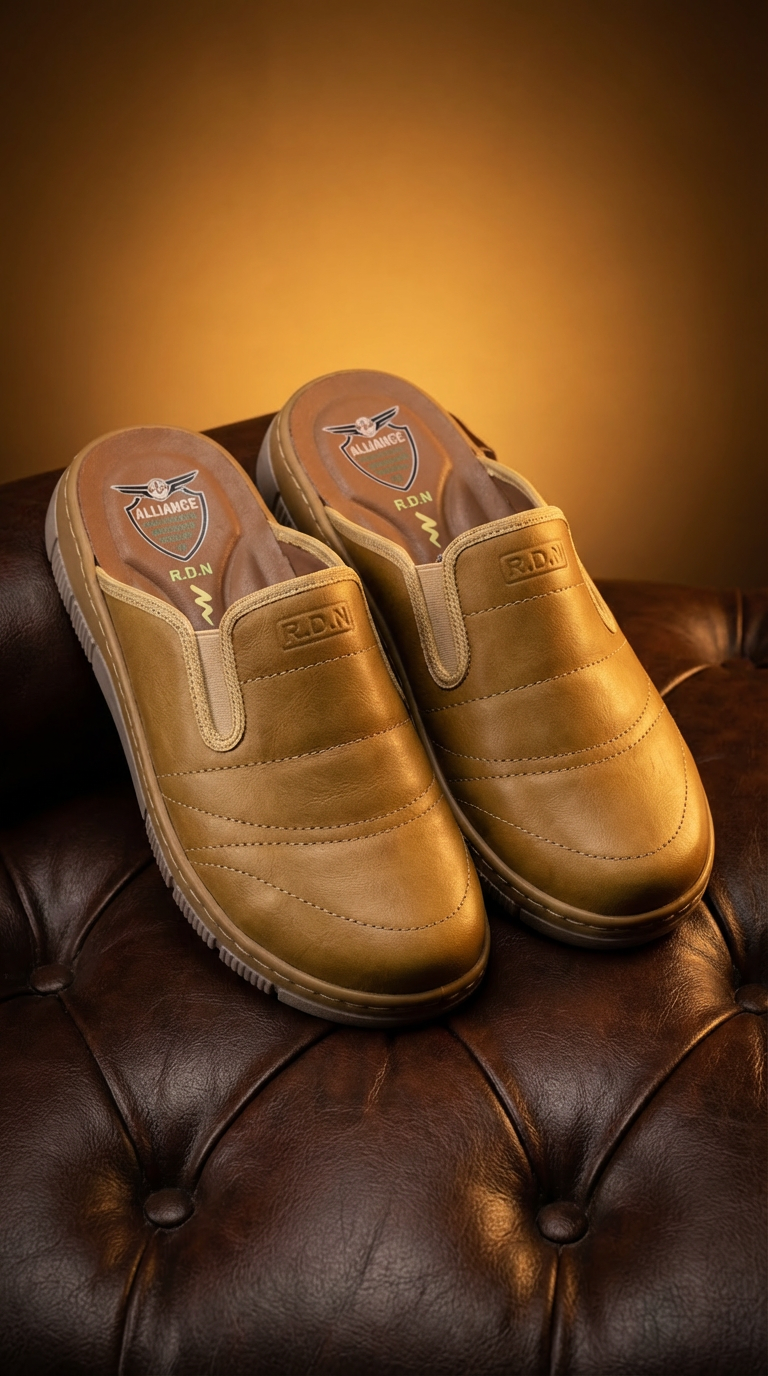 صابو طبي رجالي بلون بيج من الجلد الطبيعي